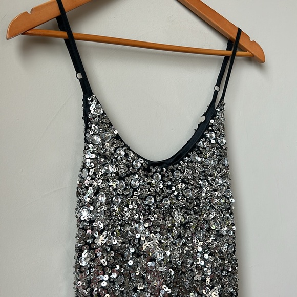 SHULAMI NWT silver sequin & bedazzled party dress size L - Picture 3 of 7